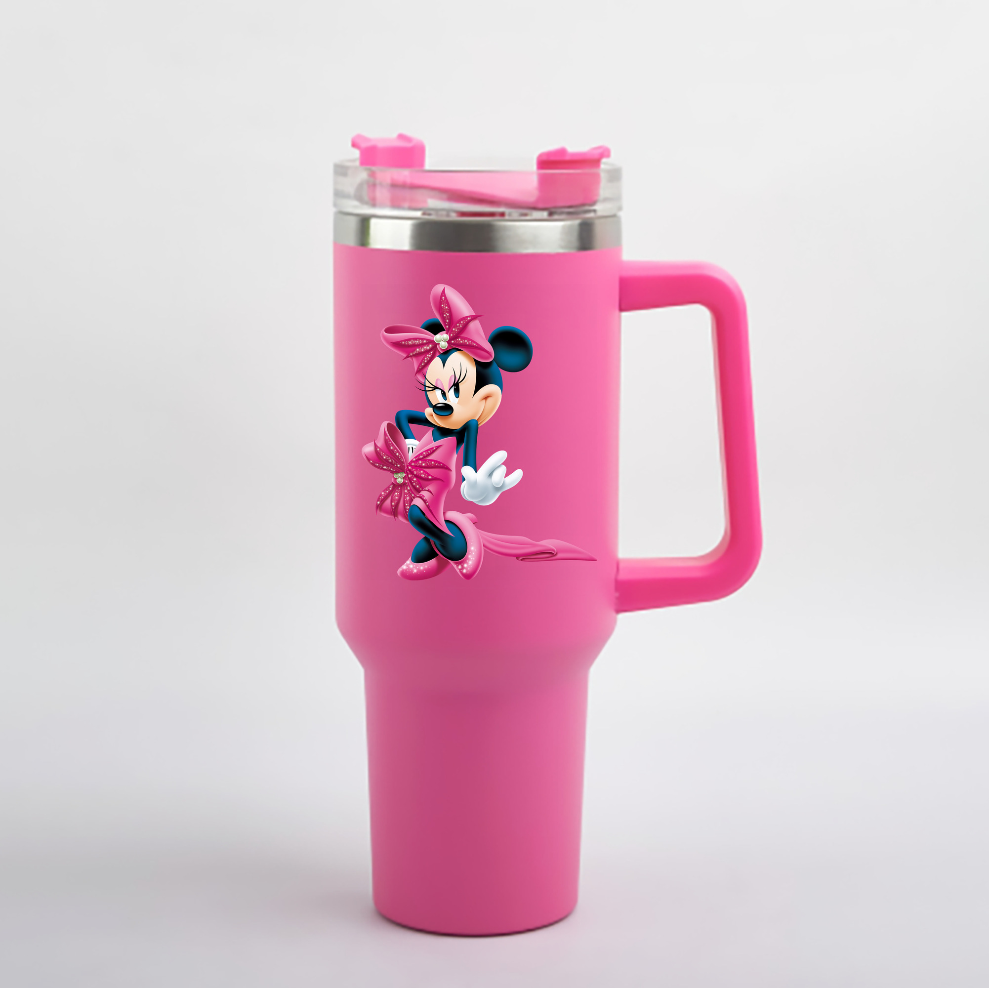 （画像用） ミッキーマウス Mickey Mouse 1200mL車用タンブラー - クリスタルステッカー（プラスチックストロー付き）